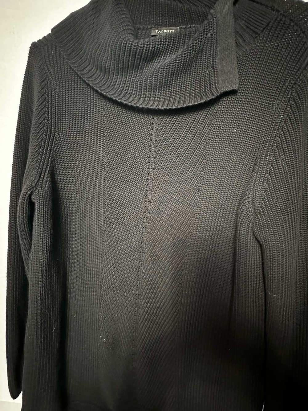 Talbots Black Ribbed Cowl Neck Sweater